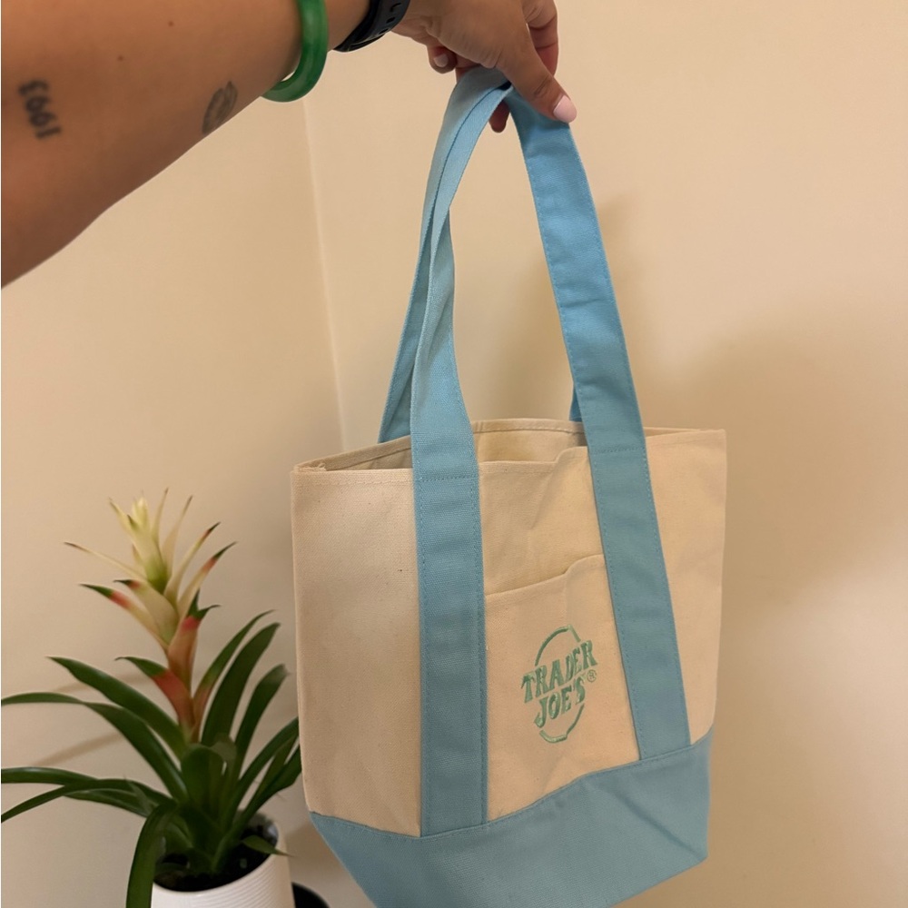 Trader Joe's Blue and Cream Tote Bag